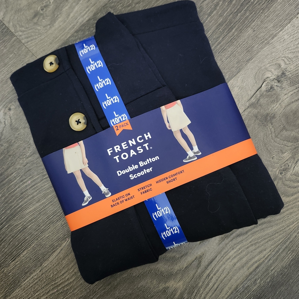 French Toast, Girls 2pk, Navy Uniform Skirts w built-in shorts